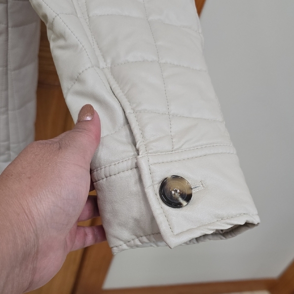 Sam Edelman Women's Cream Quilted Puffer Faux Leather Jacket, Preowned, XL - Picture 9 of 16